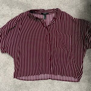 Forever 21 Burgundy and White Striped Shirt